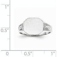 14K White Gold Signet Ring with Polished & Brushed Finish - 9x10.5mm Top Size by 0