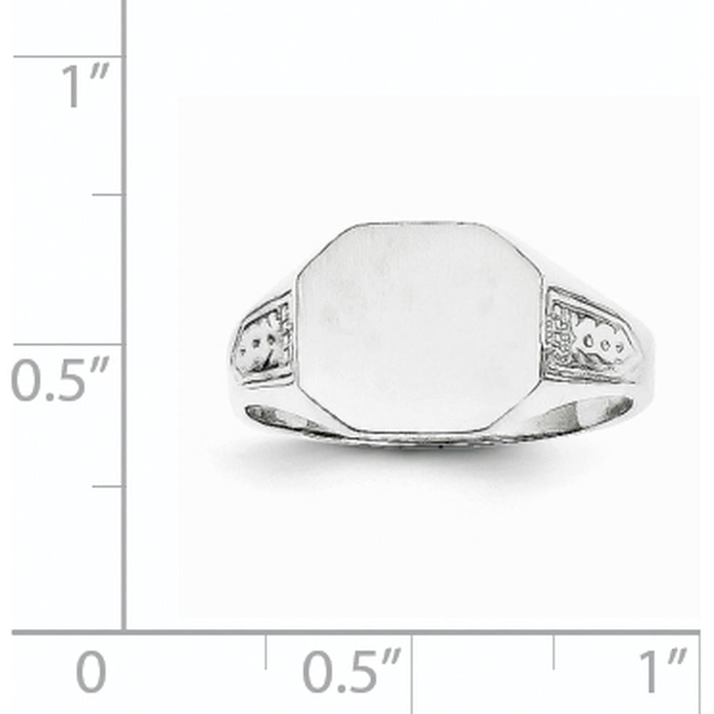 14K White Gold Signet Ring with Polished & Brushed Finish - 9x10.5mm Top Size by 0