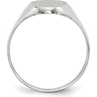14K White Gold Signet Ring with Polished & Brushed Satin Finish - Unisex, Engravable, Closed Back by 0