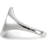 14K White Gold Signet Ring with Polished & Brushed Satin Finish - Unisex, Engravable, Closed Back by 0