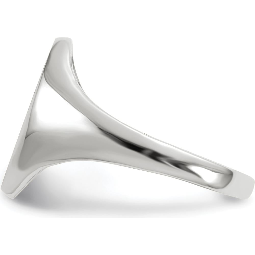 14K White Gold Signet Ring with Polished & Brushed Satin Finish - Unisex, Engravable, Closed Back by 0
