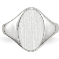 14K White Gold Signet Ring with Polished & Brushed Satin Finish - Unisex, Engravable, Closed Back by 0