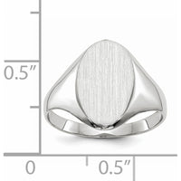 14K White Gold Signet Ring with Polished & Brushed Satin Finish - Unisex, Engravable, Closed Back by 0