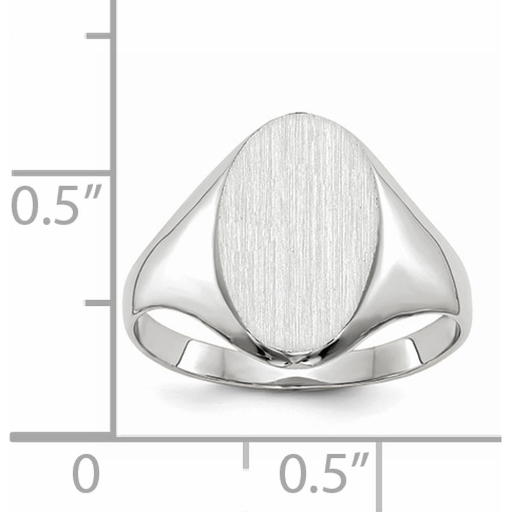 14K White Gold Signet Ring with Polished & Brushed Satin Finish - Unisex, Engravable, Closed Back by 0