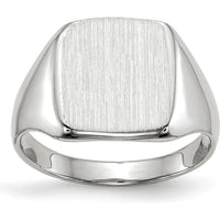 14K White Gold Signet Ring with Satin and Polished Finish - 10.5x11.0mm Top Size by 0