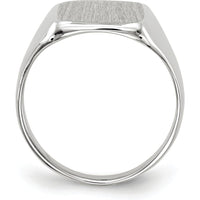 14K White Gold Signet Ring with Satin and Polished Finish - 10.5x11.0mm Top Size by 0