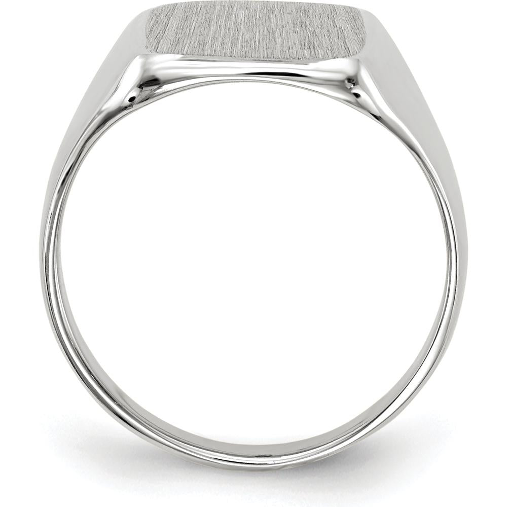 14K White Gold Signet Ring with Satin and Polished Finish - 10.5x11.0mm Top Size by 0