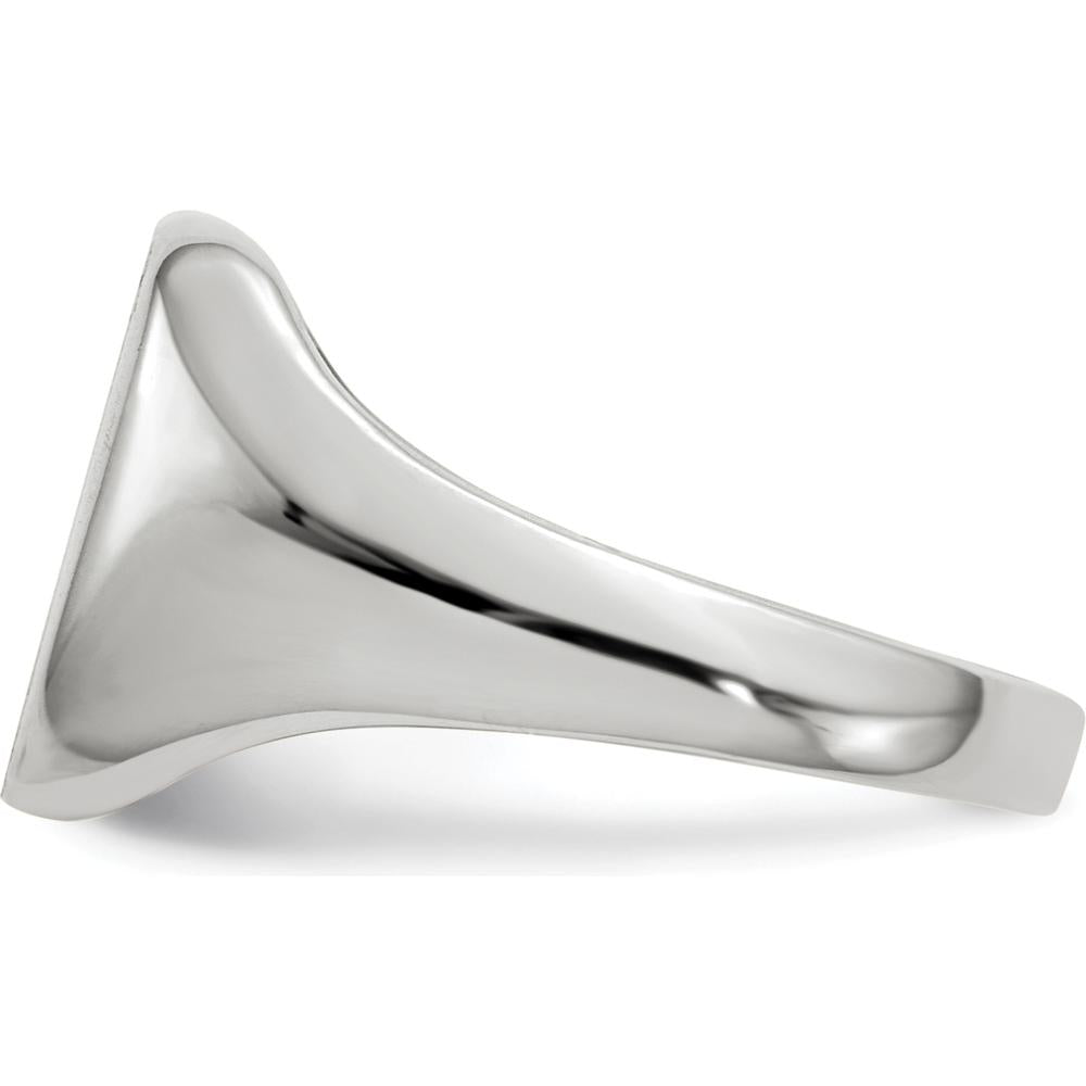 14K White Gold Signet Ring with Satin and Polished Finish - 10.5x11.0mm Top Size by 0