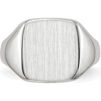 14K White Gold Signet Ring with Satin and Polished Finish - 10.5x11.0mm Top Size by 0