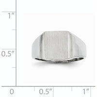 14K White Gold Signet Ring with Satin and Polished Finish - 10.5x11.0mm Top Size by 0