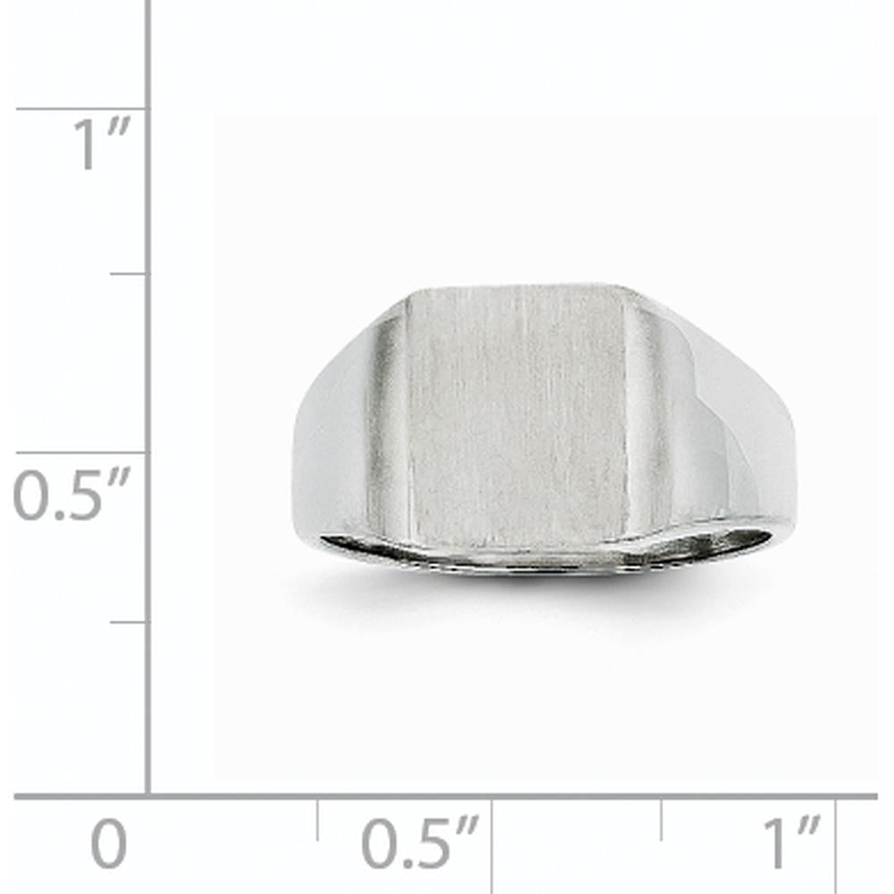 14K White Gold Signet Ring with Satin and Polished Finish - 10.5x11.0mm Top Size by 0