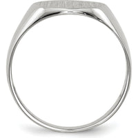 14K White Gold Signet Ring with Satin and Polished Finish - Engravable 10.5x10.5mm Top by 0