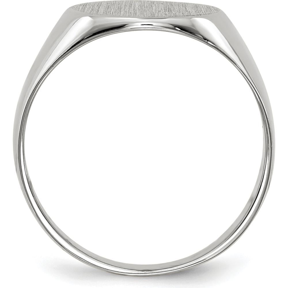 14K White Gold Signet Ring with Satin and Polished Finish - Engravable 10.5x10.5mm Top by 0
