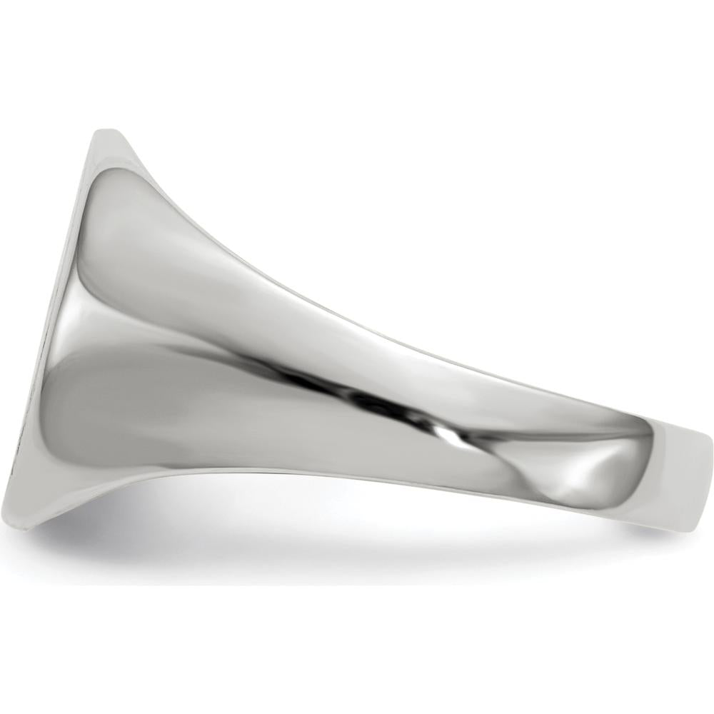 14K White Gold Signet Ring with Satin and Polished Finish - Engravable 10.5x10.5mm Top by 0