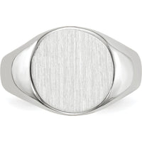 14K White Gold Signet Ring with Satin and Polished Finish - Engravable 10.5x10.5mm Top by 0