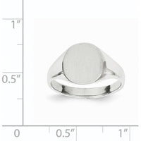 14K White Gold Signet Ring with Satin and Polished Finish - Engravable 10.5x10.5mm Top by 0