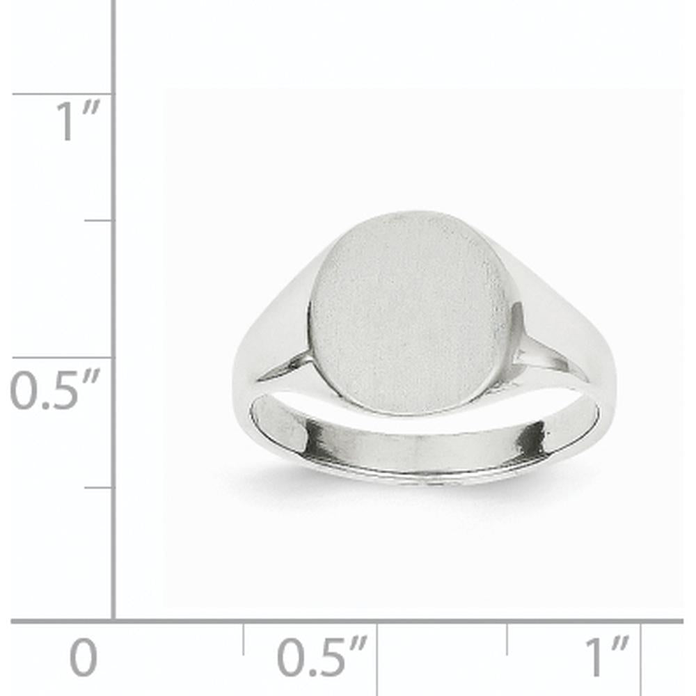 14K White Gold Signet Ring with Satin and Polished Finish - Engravable 10.5x10.5mm Top by 0
