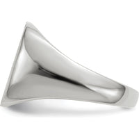 14K White Gold Signet Ring with Satin and Polished Finish - Engravable, 13.5mm x 14.5mm Top Size by 0