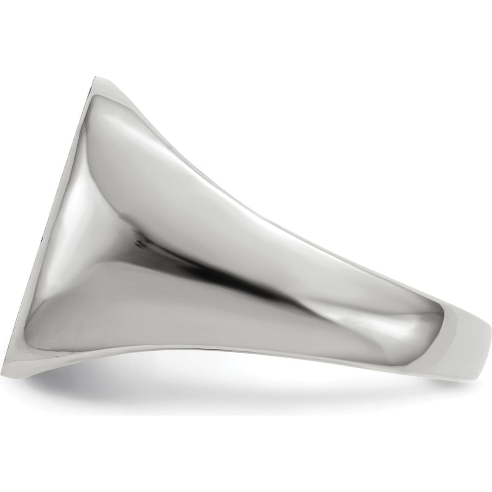 14K White Gold Signet Ring with Satin and Polished Finish - Engravable, 13.5mm x 14.5mm Top Size by 0