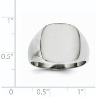 14K White Gold Signet Ring with Satin and Polished Finish - Engravable, 13.5mm x 14.5mm Top Size by 0