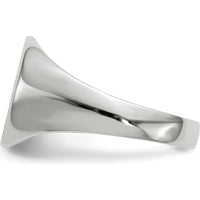 14K White Gold Signet Ring with Satin Finish and Engravable 10.0x11.0mm Top - Unisex, Adjustable by 0