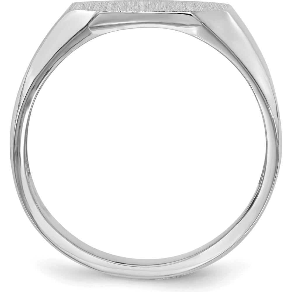 14K White Gold Signet Ring with Satin Finish and Open Back Design by 0