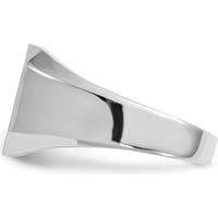 14K White Gold Signet Ring with Satin Finish and Open Back Design by 0