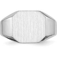 14K White Gold Signet Ring with Satin Finish and Open Back Design by 0