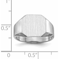 14K White Gold Signet Ring with Satin Finish and Open Back Design by 0