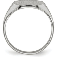 14K White Gold Signet Ring with Satin Finish and Rhodium Plating - 11.0x9.0mm Top by 0