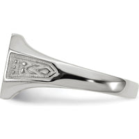 14K White Gold Signet Ring with Satin Finish and Rhodium Plating - 11.0x9.0mm Top by 0