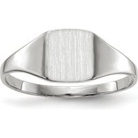 14K White Gold Signet Ring with Satin Finish and Rhodium Plating - 7.0x8.5mm by 0