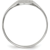 14K White Gold Signet Ring with Satin Finish and Rhodium Plating - 7.0x8.5mm by 0