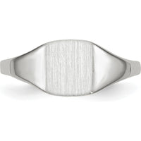 14K White Gold Signet Ring with Satin Finish and Rhodium Plating - 7.0x8.5mm by 0