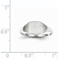 14K White Gold Signet Ring with Satin Finish and Rhodium Plating - 7.0x8.5mm by 0