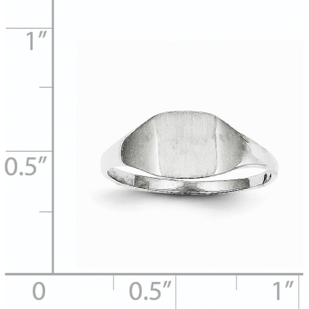 14K White Gold Signet Ring with Satin Finish and Rhodium Plating - 7.0x8.5mm by 0