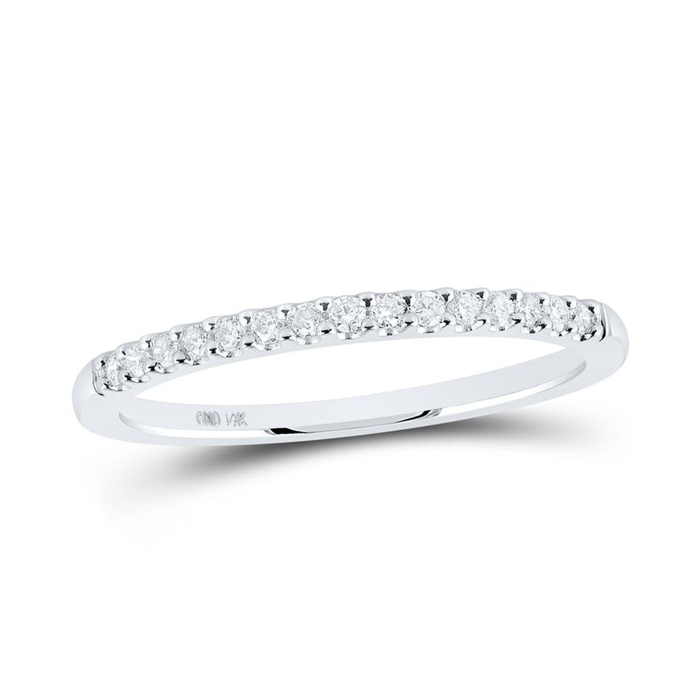 14K White Gold Single-Row Prong-Set Round Diamond Band - 1/6 Carat Total Diamond Weight