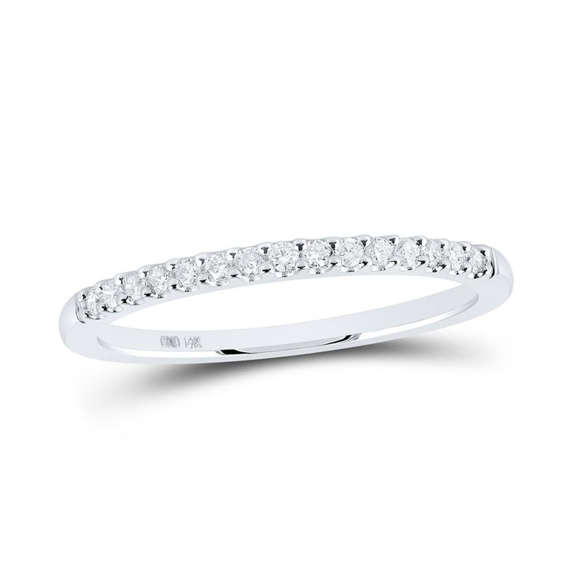14K White Gold Single-Row Prong-Set Round Diamond Band - 1/6 Carat Total Diamond Weight