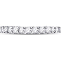 14K White Gold Single Row Wedding Band with Pavé Set Round Diamonds - 0.50 Carat Total Diamond Weight