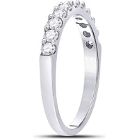 14K White Gold Single Row Wedding Band with Pavé Set Round Diamonds - 0.50 Carat Total Diamond Weight
