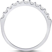 14K White Gold Single Row Wedding Band with Pavé Set Round Diamonds - 0.50 Carat Total Diamond Weight