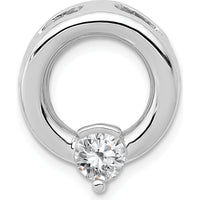 14K White Gold Slide Mounting for 5mm Round Stone with Polished Finish and Rhodium Plating by Oro Pregiato
