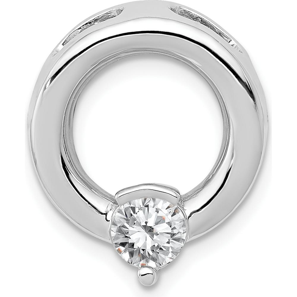 14K White Gold Slide Mounting for 5mm Round Stone with Polished Finish and Rhodium Plating by Oro Pregiato