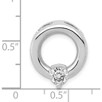 14K White Gold Slide Mounting for 5mm Round Stone with Polished Finish and Rhodium Plating by Oro Pregiato