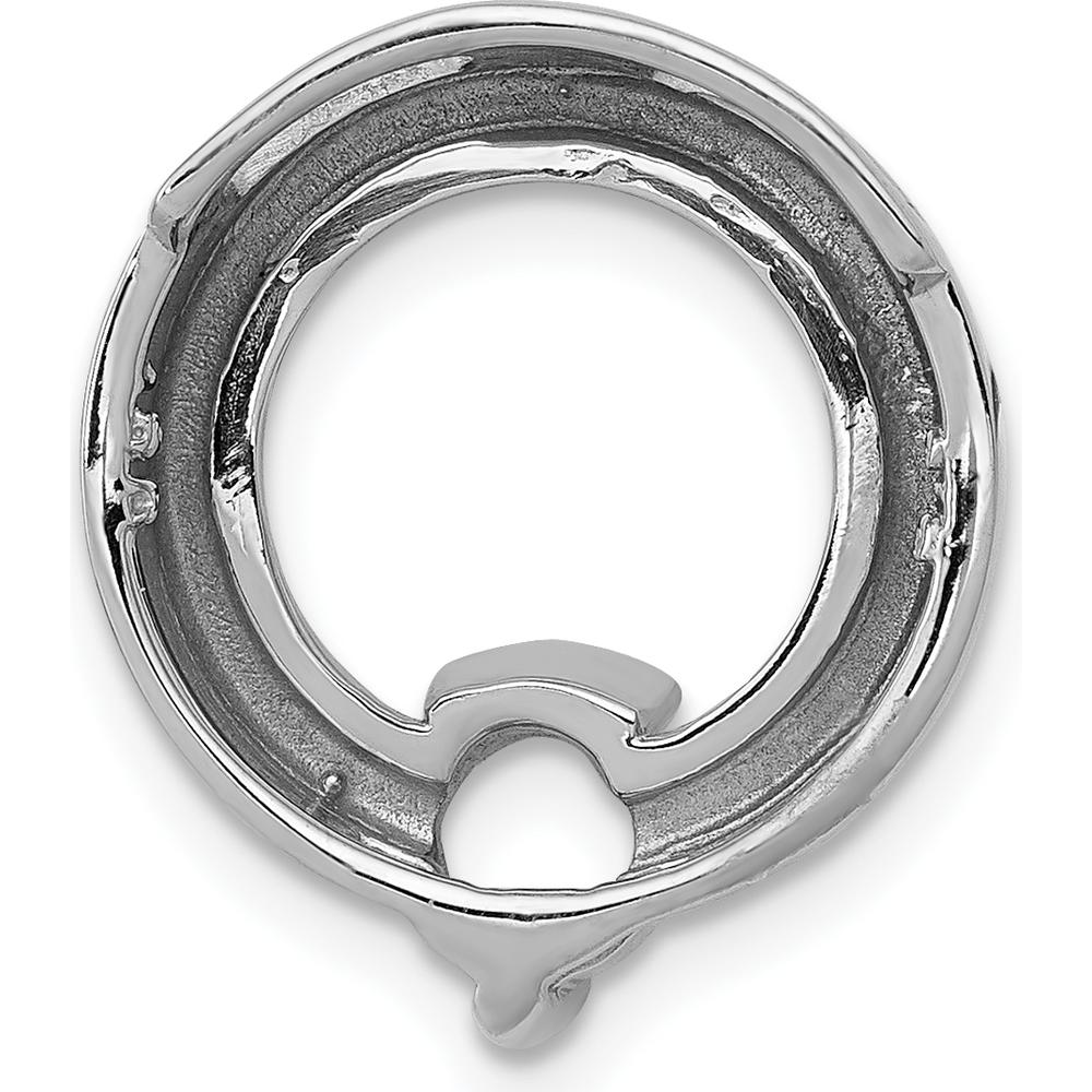 14K White Gold Slide Mounting for 5mm Round Stone with Polished Finish and Rhodium Plating by Oro Pregiato