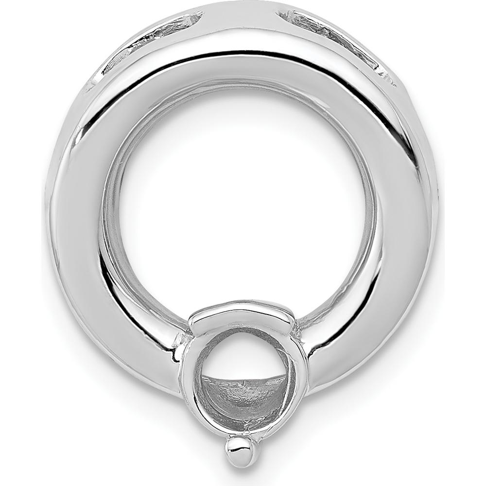 14K White Gold Slide Mounting for 5mm Round Stone with Polished Finish and Rhodium Plating by Oro Pregiato