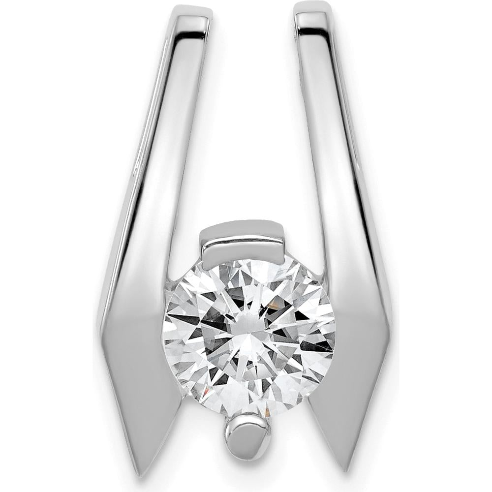 14K White Gold Slide Mounting for 6.5mm Stone - Fits 2mm Regular or 5mm Fancy Omega Chains by Oro Pregiato
