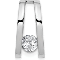 14K White Gold Slide Mounting for 6mm to 8mm Stones, Rhodium Plated Finish by Oro Pregiato