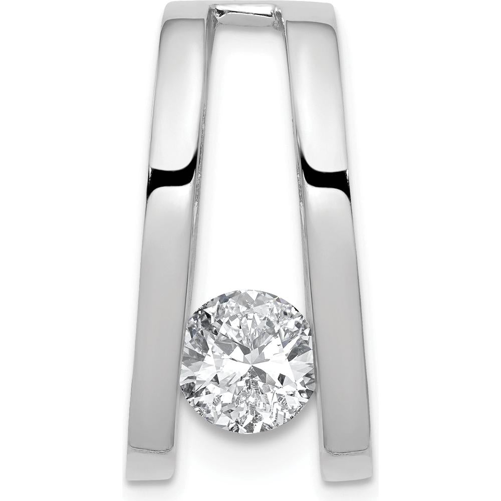 14K White Gold Slide Mounting for 6mm to 8mm Stones, Rhodium Plated Finish by Oro Pregiato