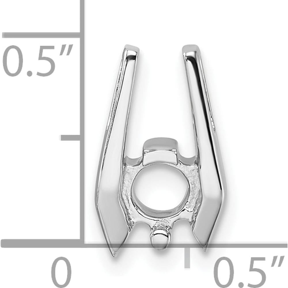 14K White Gold Slide Pendant Mounting for 4.75mm Stone - Fits 3mm Fancy or Reversible Omega Chains by Oro Pregiato